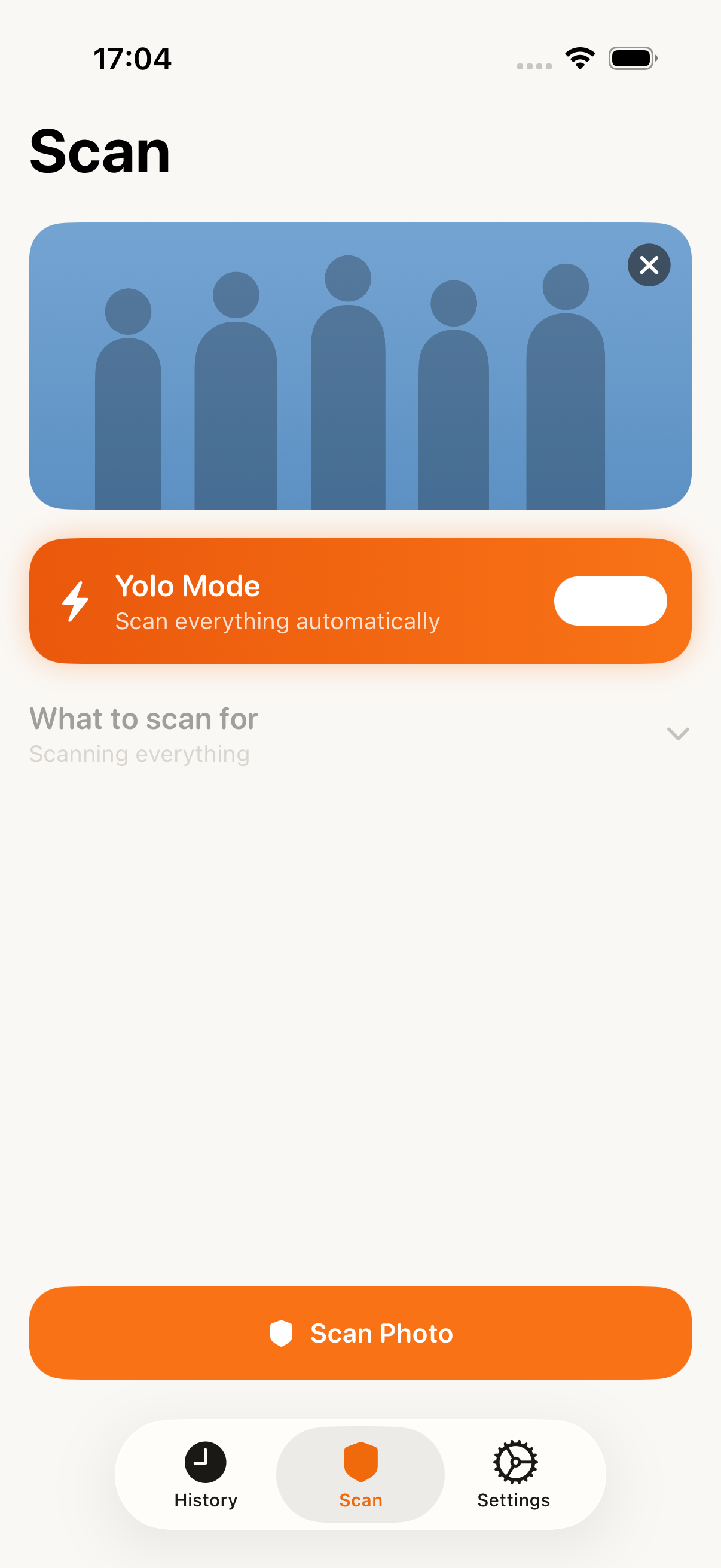 Lookr app — Scan screen